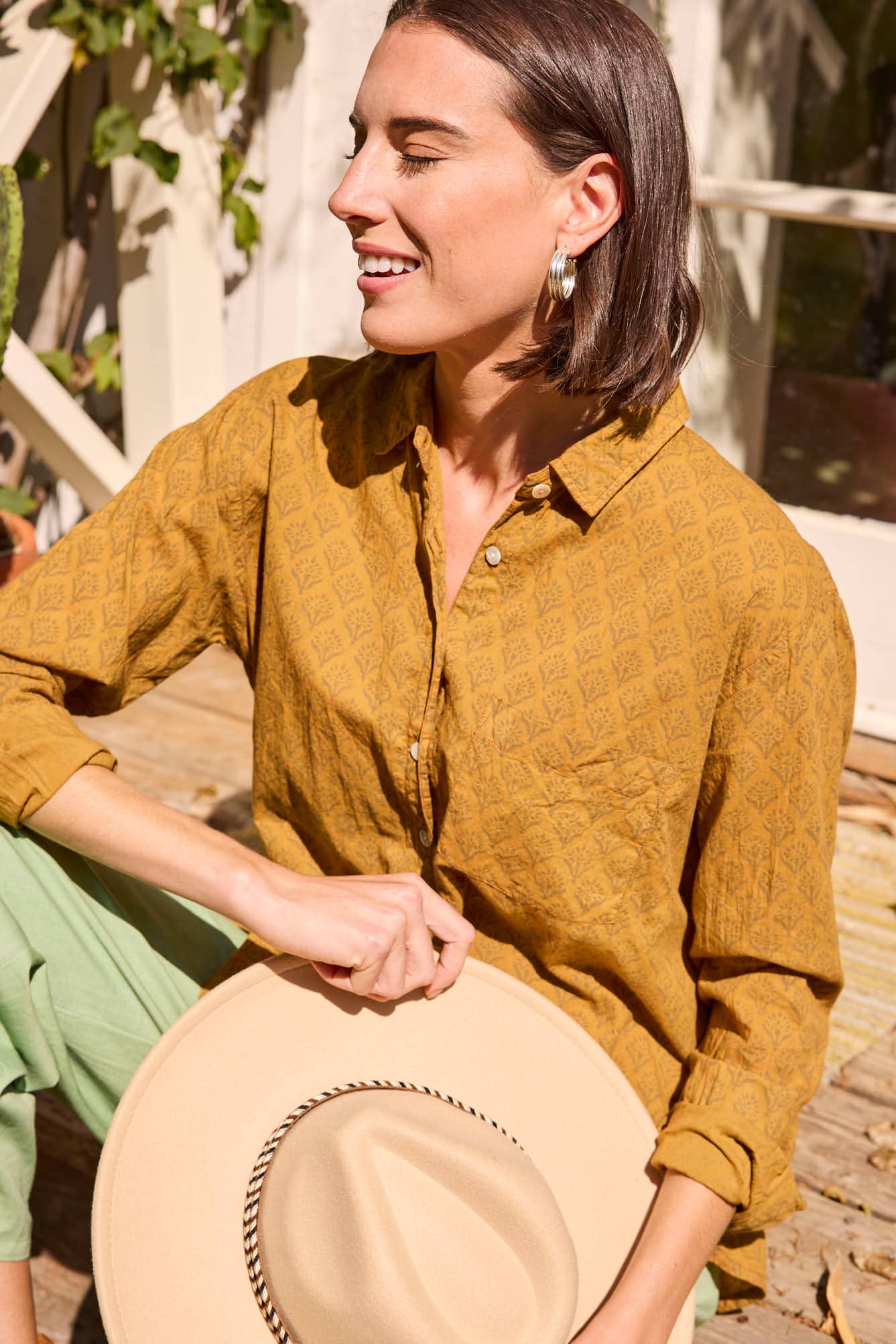 Good Boyfriend Shirt - Sunflower Overdye Honeycomb