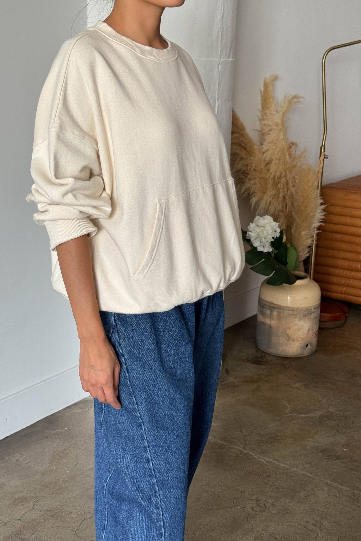 French Terry Poche Top - Naturel