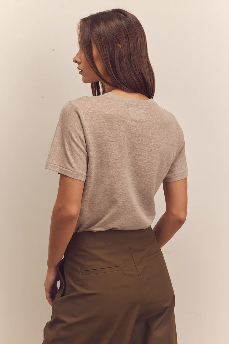 Short Sleeve Linen Top - Beige
