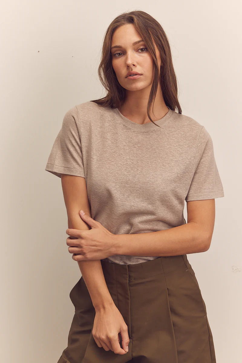 Short Sleeve Linen Top - Beige