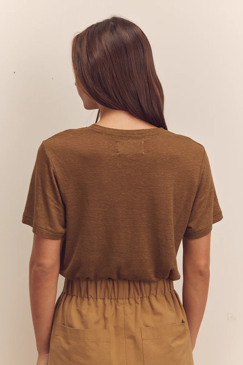 Short Sleeve Linen Top - Avocado