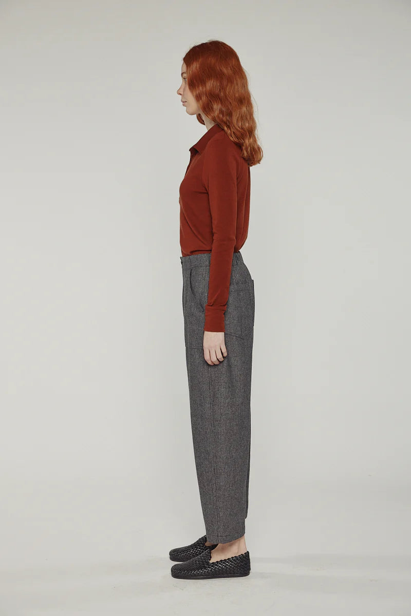 Wool Blend Herringbone Pants