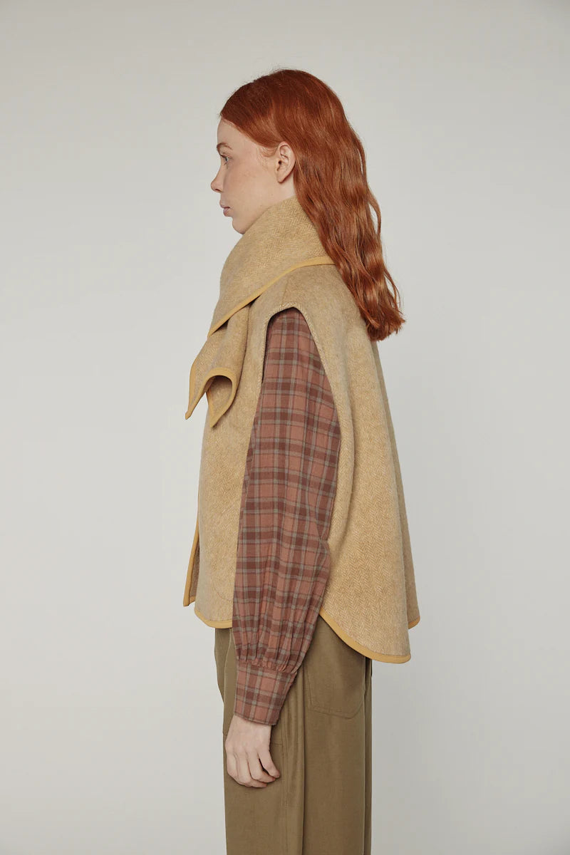 Wool Blended Scarf Vest