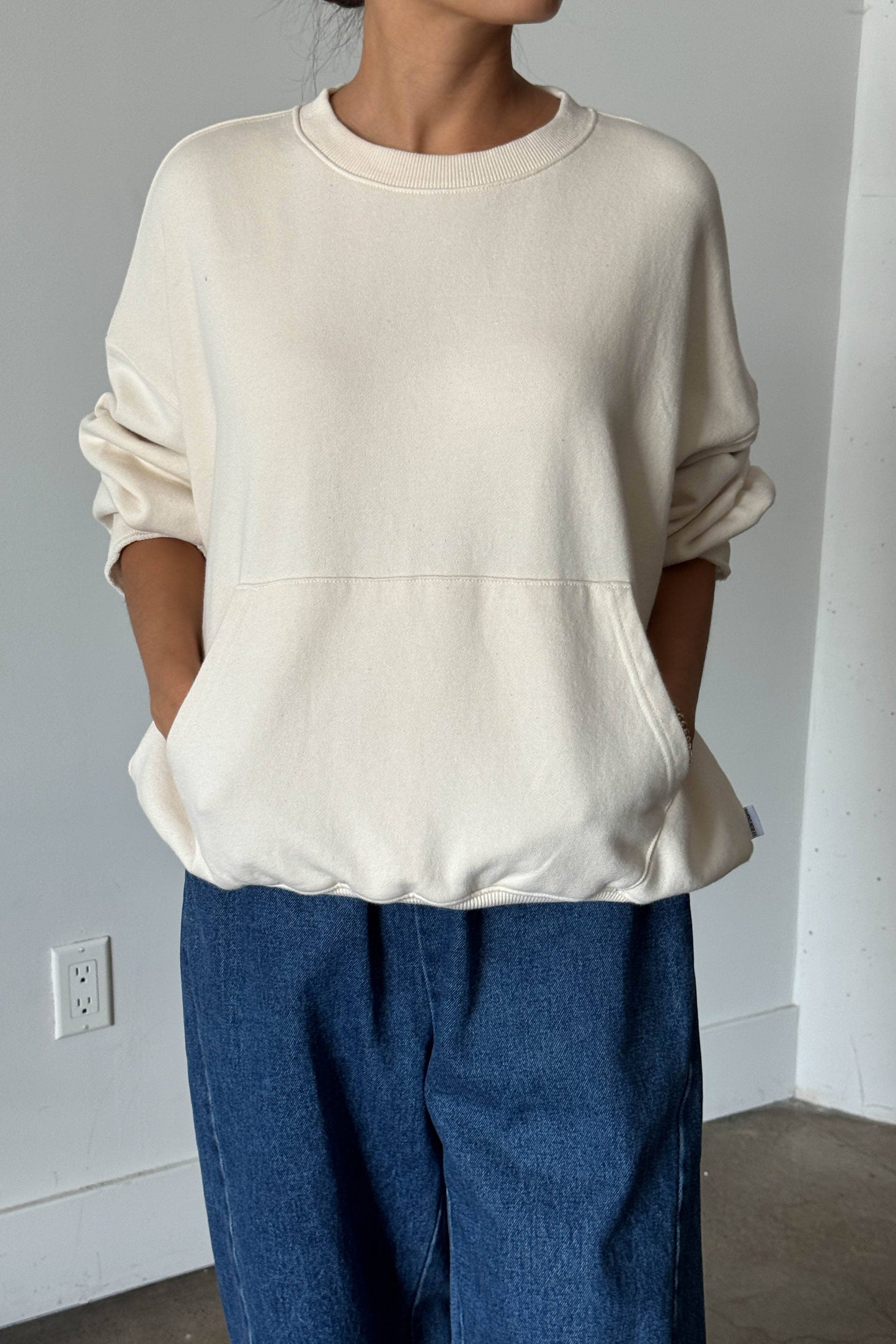French Terry Poche Top - Naturel