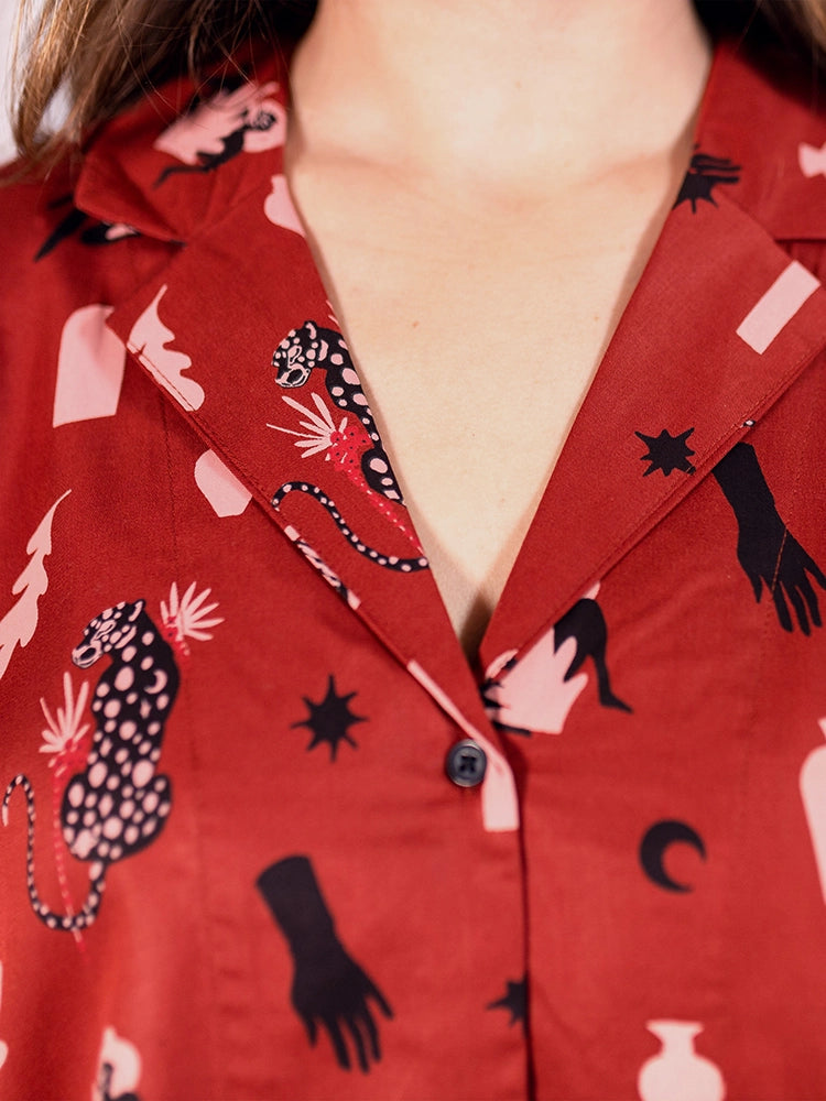Camp Shirt - Modern Objects Cranberry