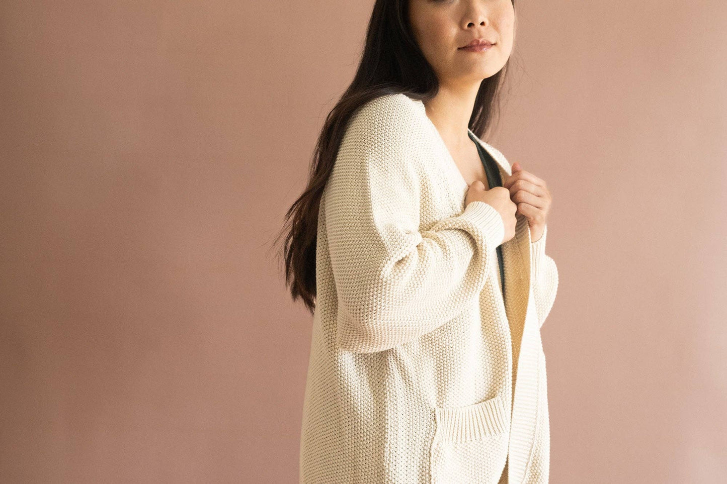 Giola Long Cardigan - Ecru White