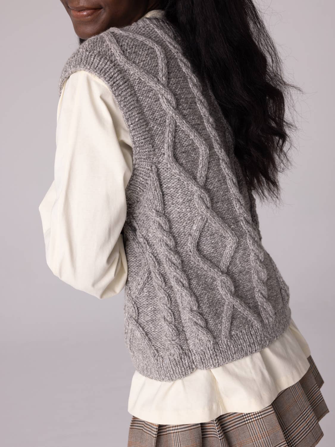 Laimė Alpaca Wool & Cotton Vest - Cloud Grey