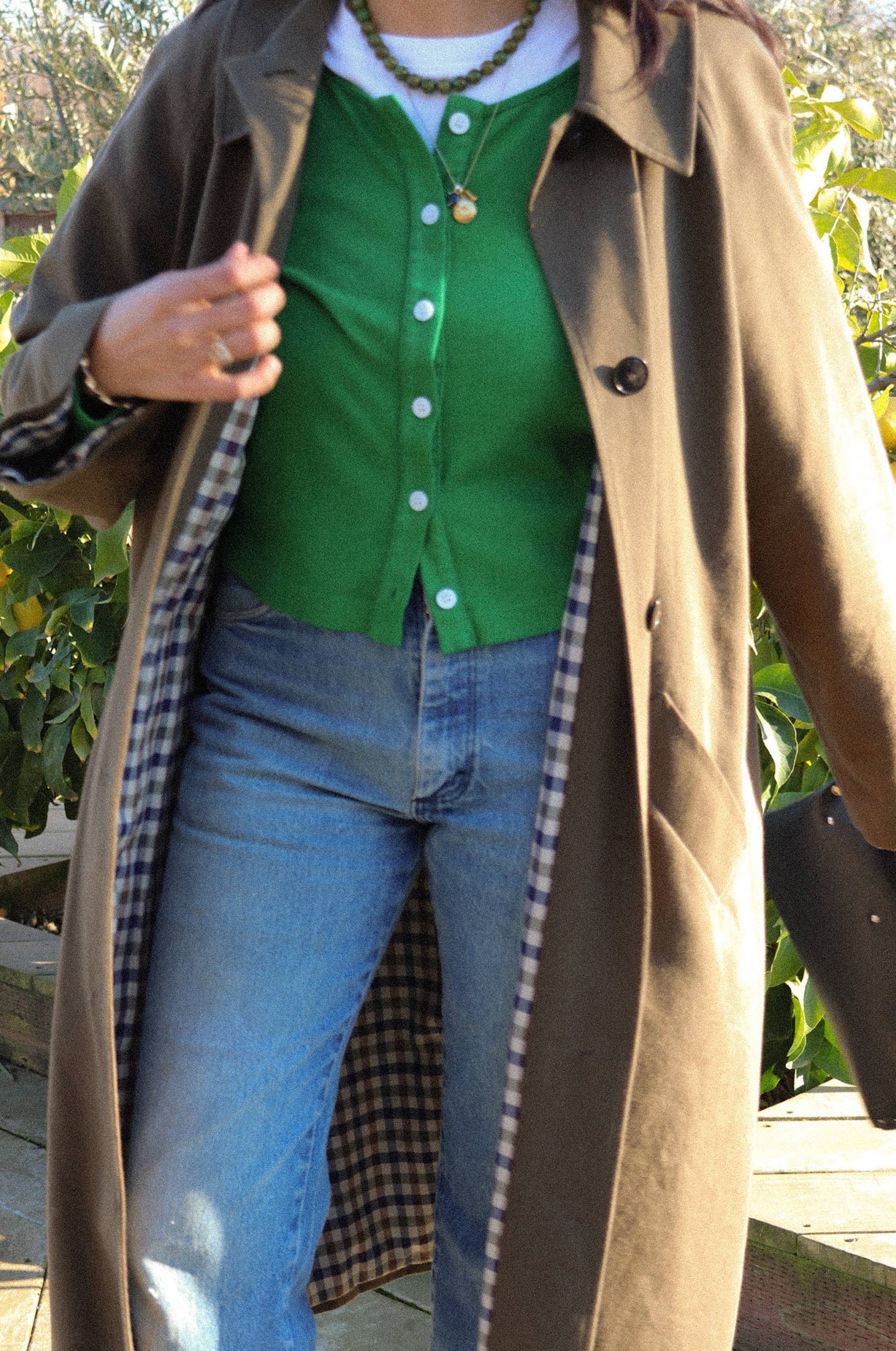 Organic Rib Cardigan - Grass