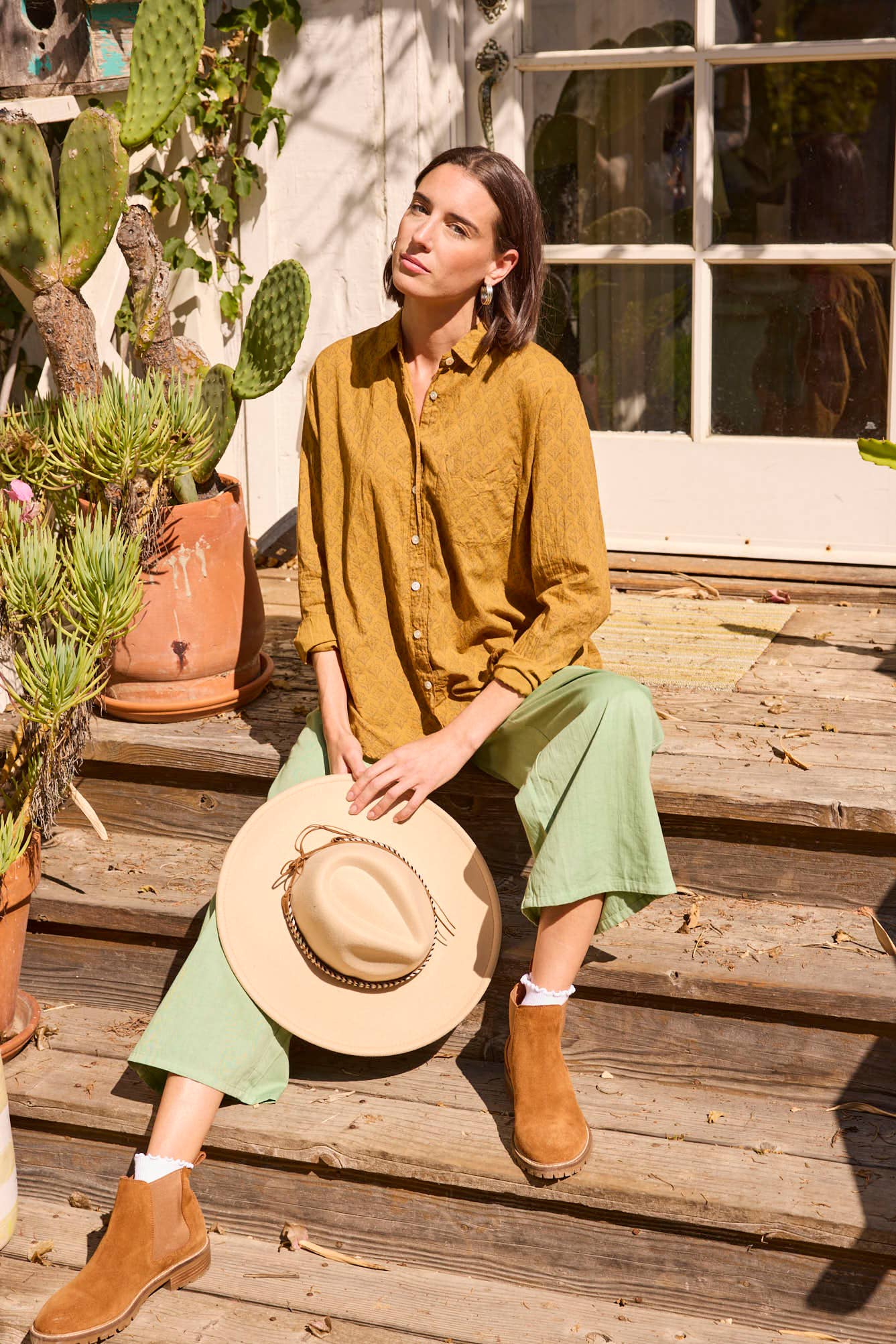 Good Boyfriend Shirt - Sunflower Overdye Honeycomb