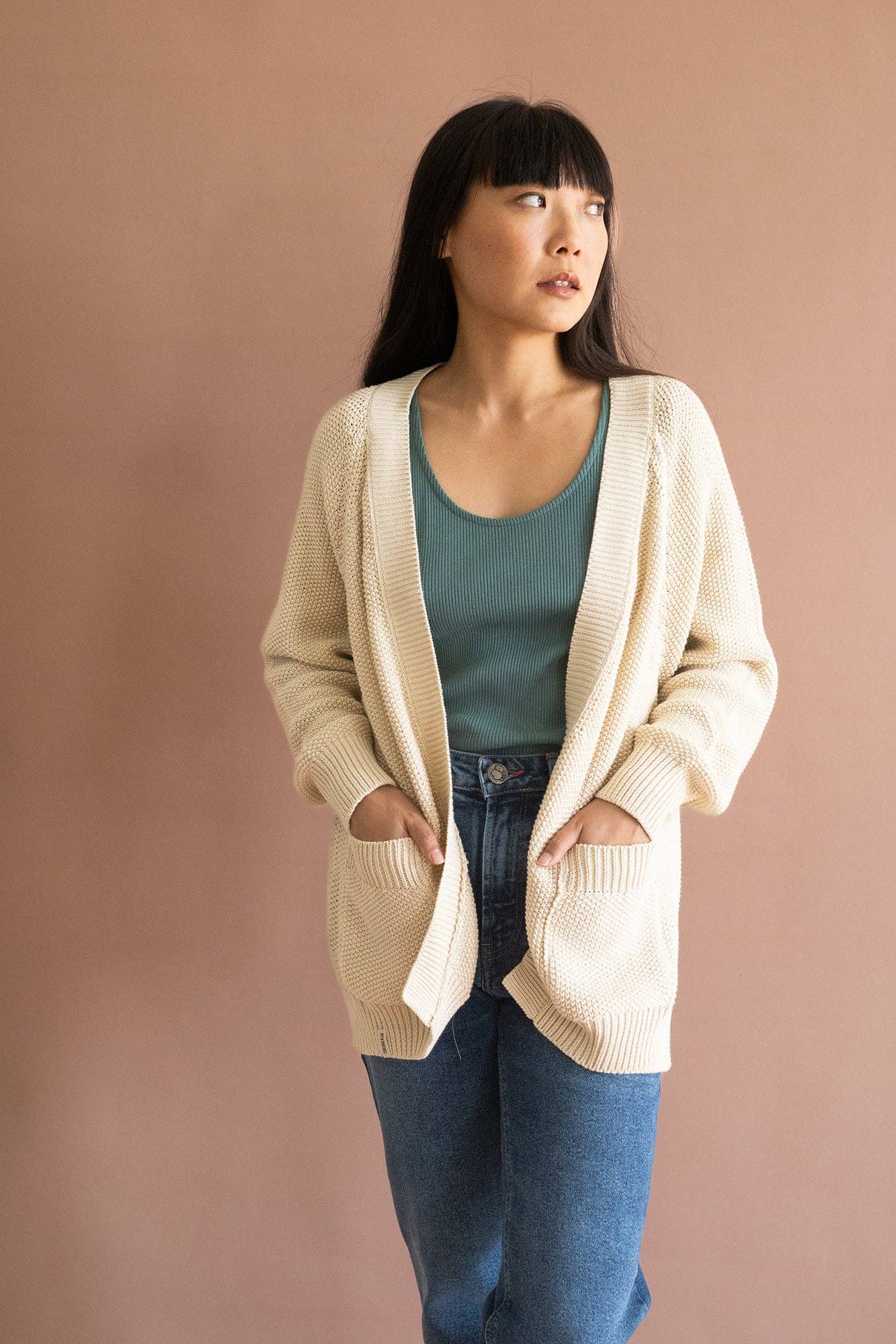 Giola Long Cardigan - Ecru White