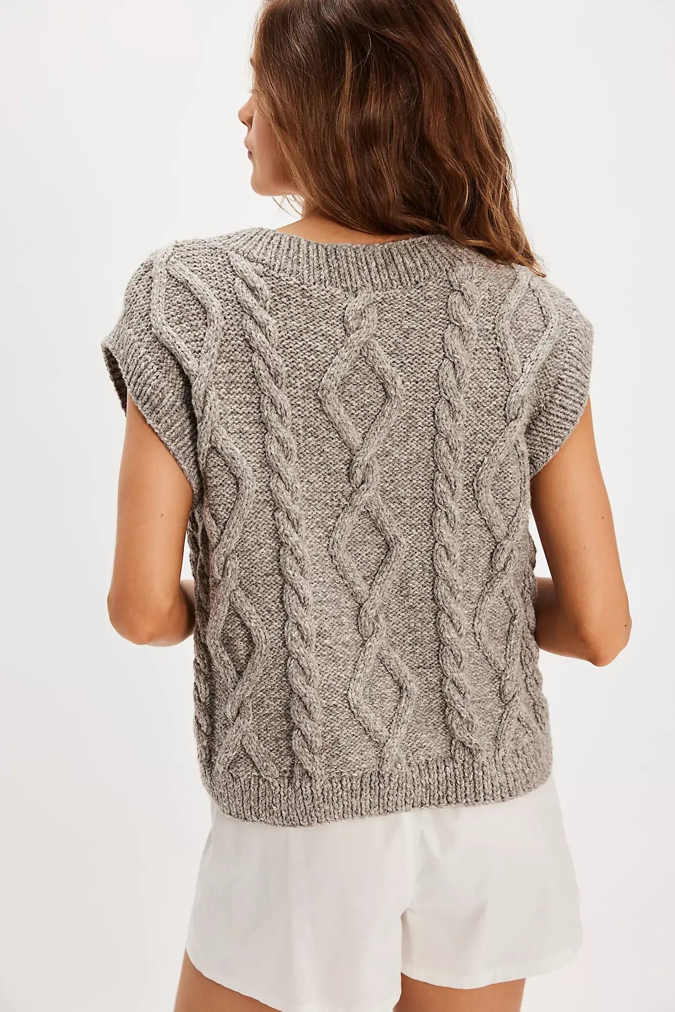 Laimė Alpaca Wool & Cotton Vest - Cloud Grey