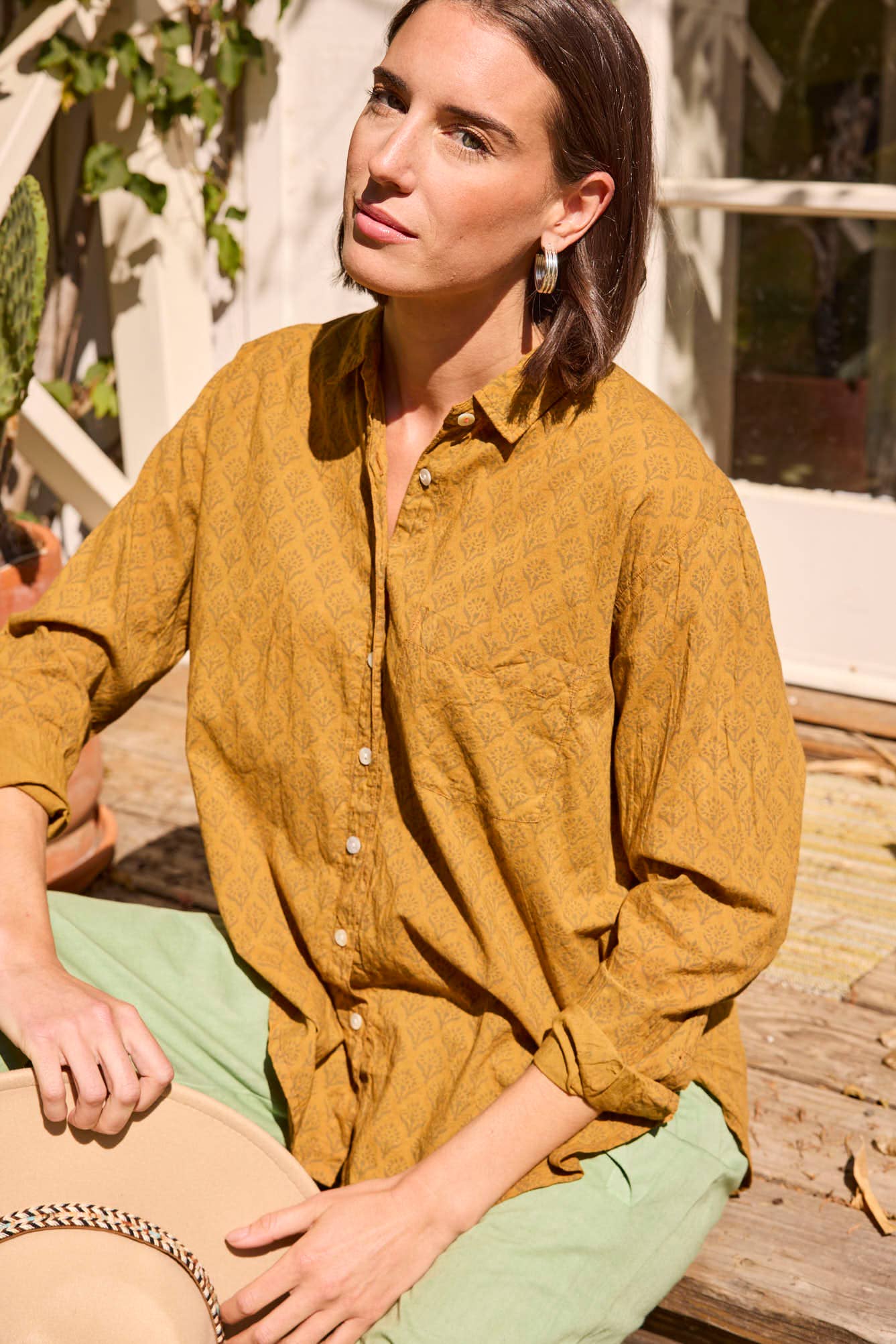 Good Boyfriend Shirt - Sunflower Overdye Honeycomb