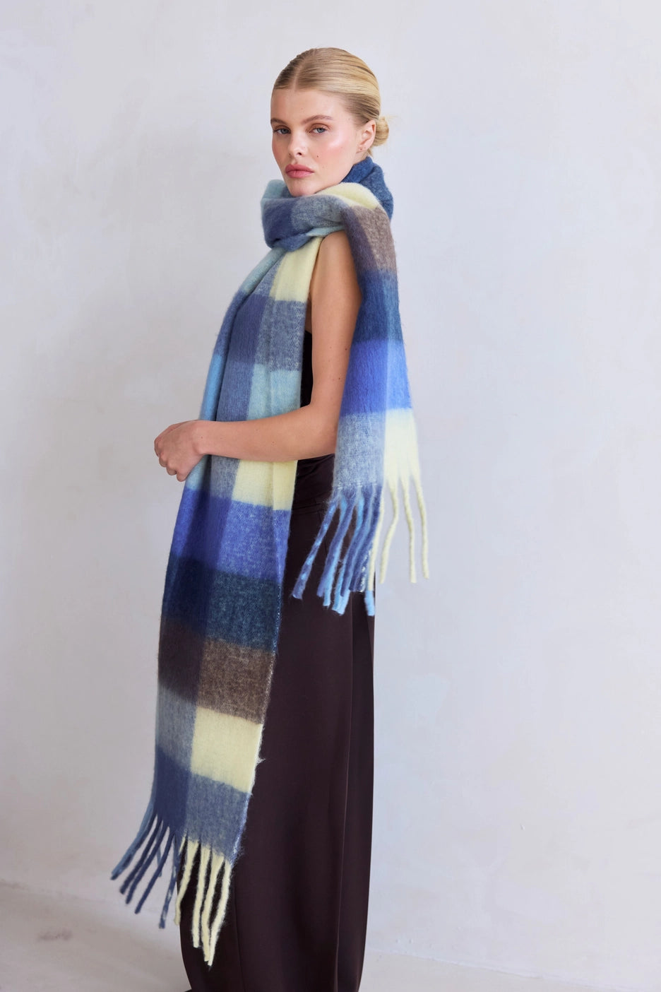 The Reykjavik Scarf - Blue Yellow Check