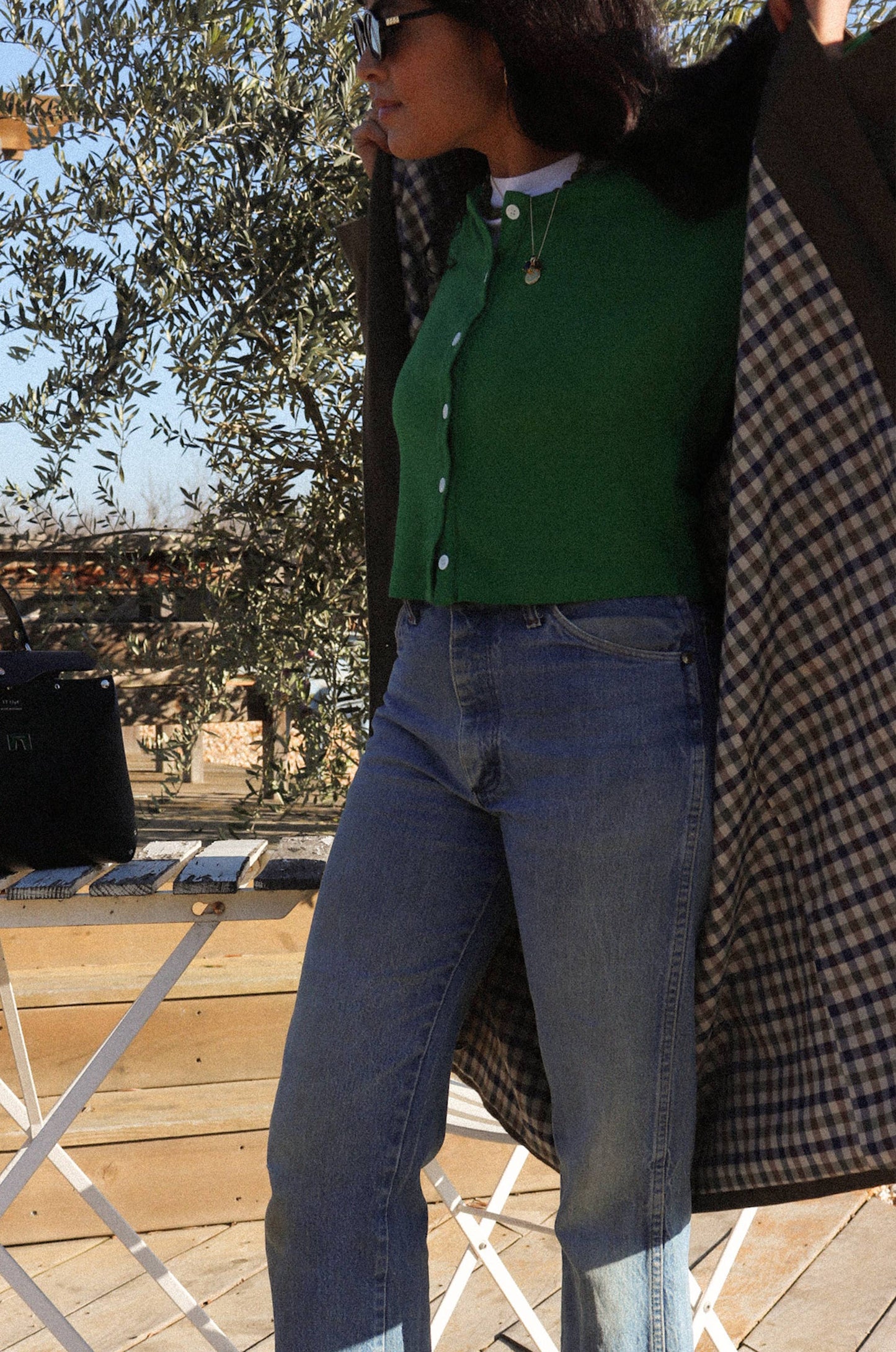 Organic Rib Cardigan - Grass