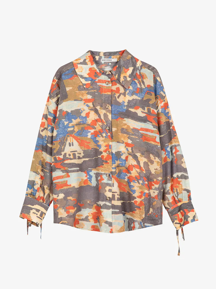 Forest House Pattern Relaxed Shirt
