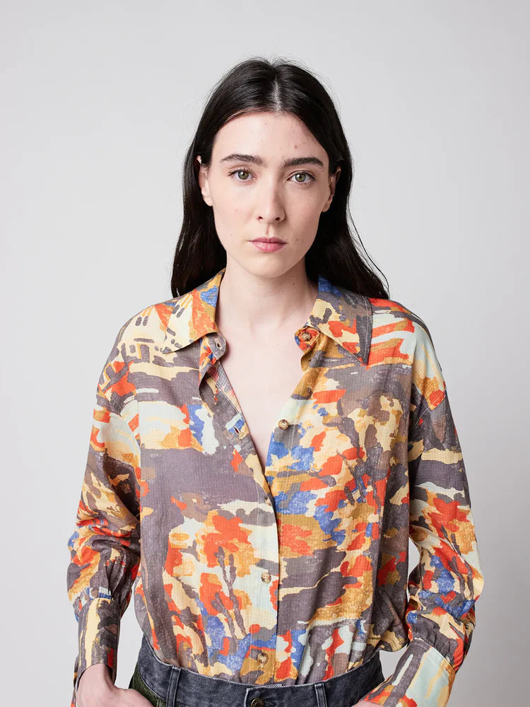 Forest House Pattern Relaxed Shirt
