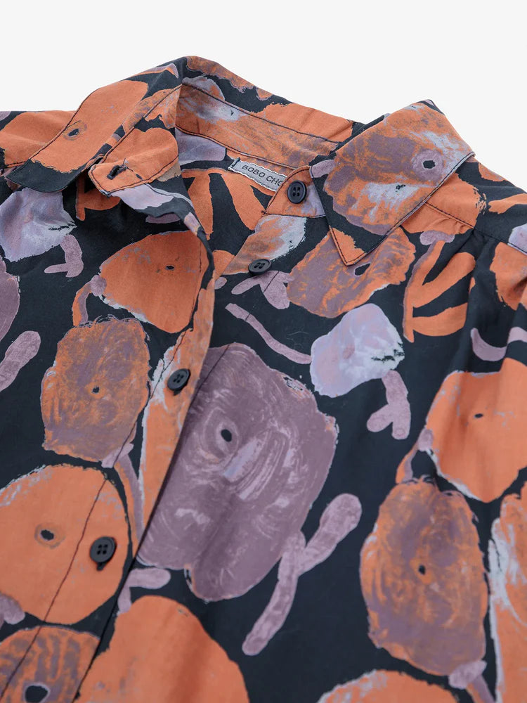 Dahlia Pattern Gathered Shirt