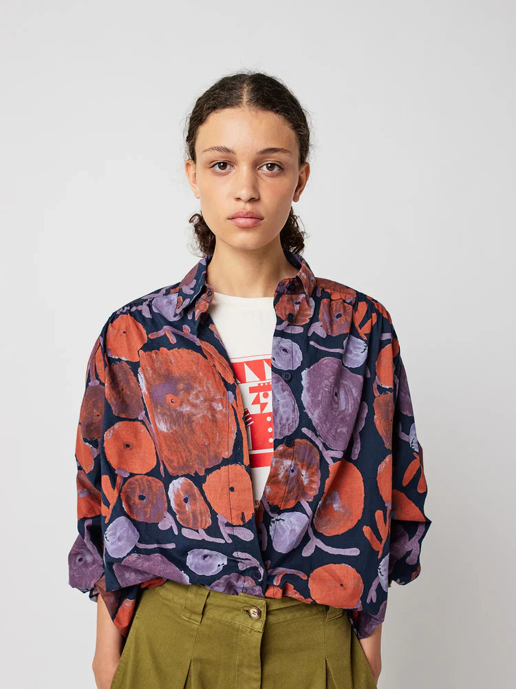 Dahlia Pattern Gathered Shirt