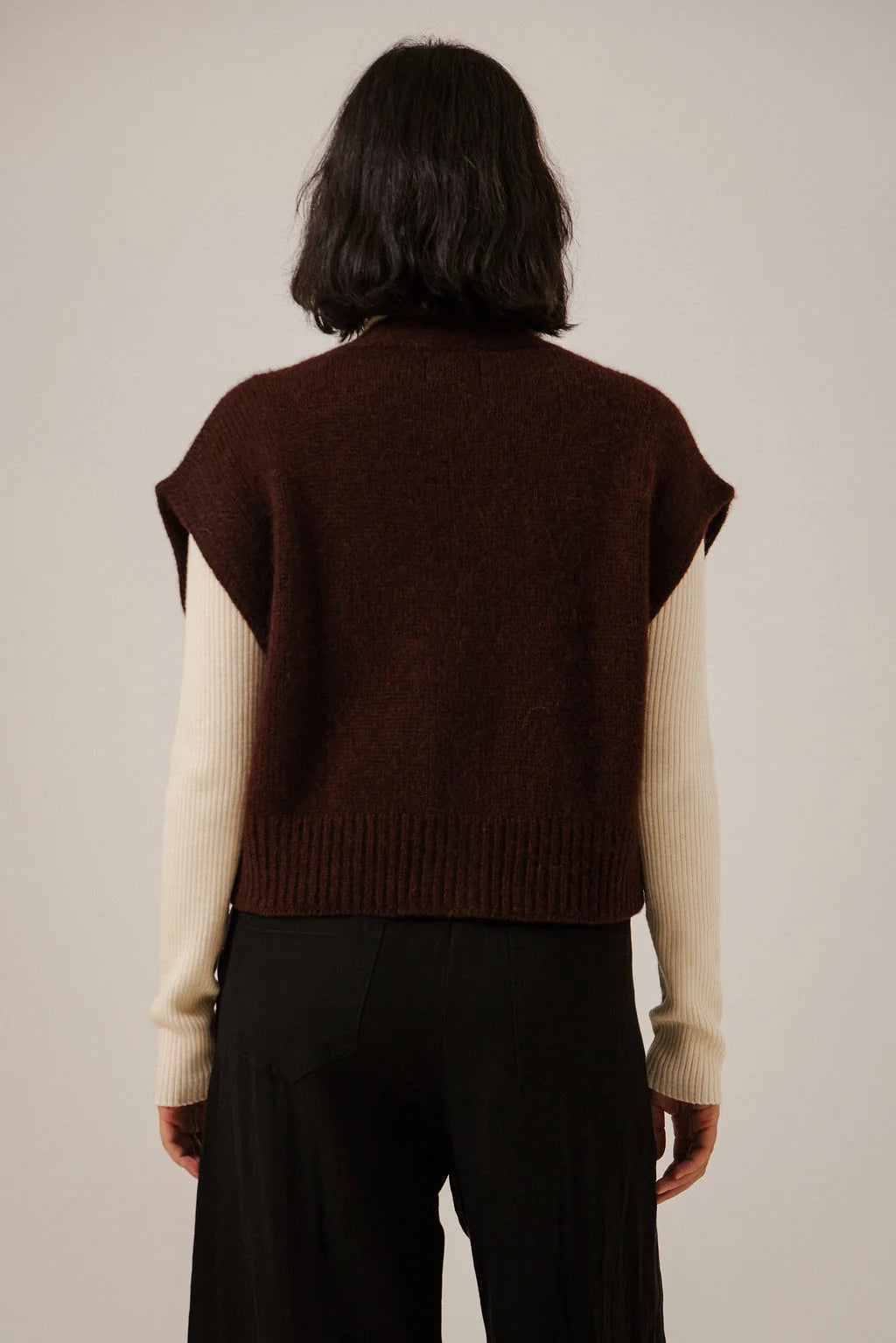 Alpaca Button Down Vest - Deep Maroon