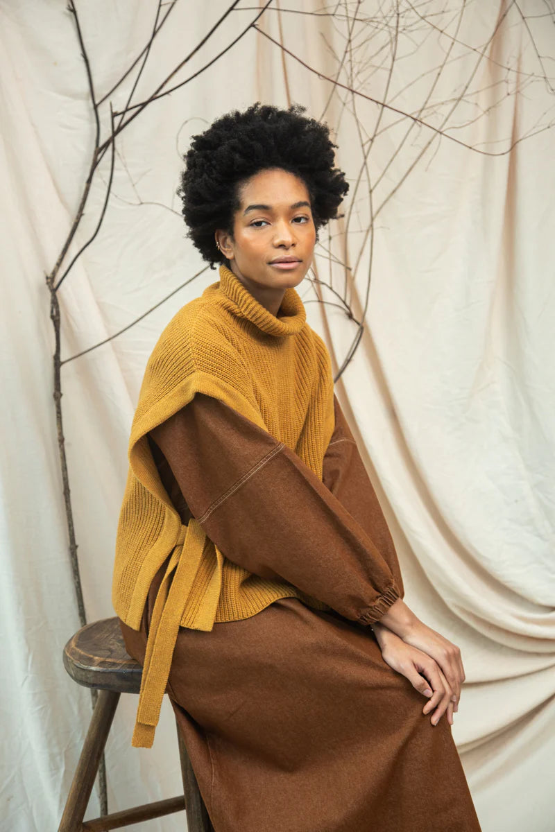 Kanon Recycled Wool Knitted Vest - Ochre Marl
