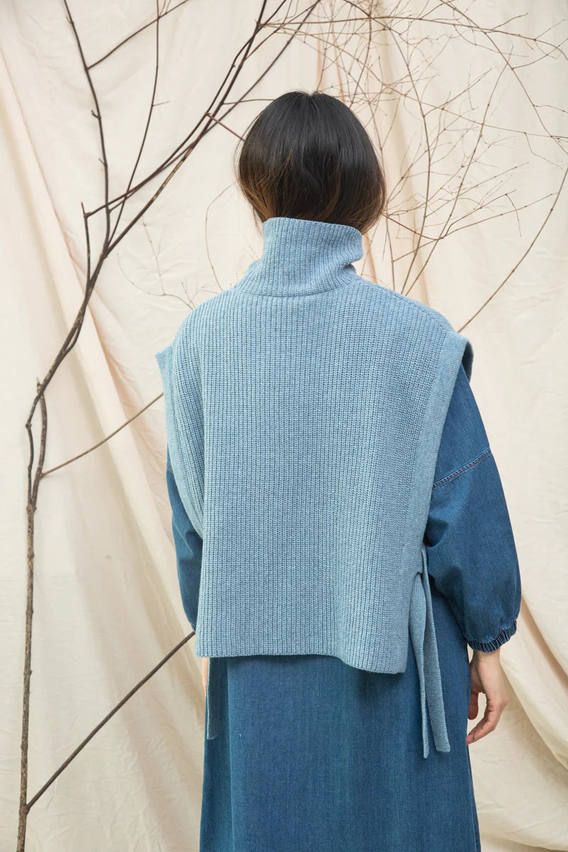 Kanon Recycled Wool Knitted Vest - Sky Blue Marl