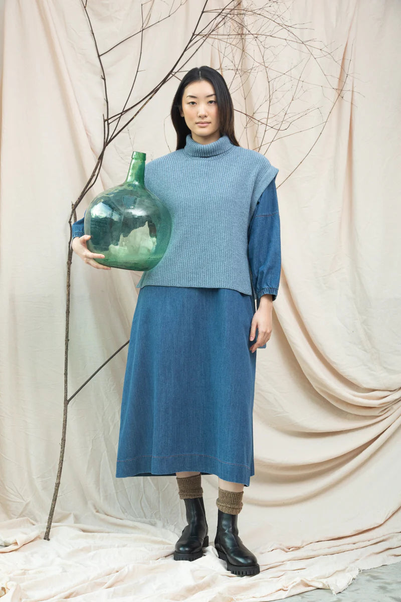Kanon Recycled Wool Knitted Vest - Sky Blue Marl