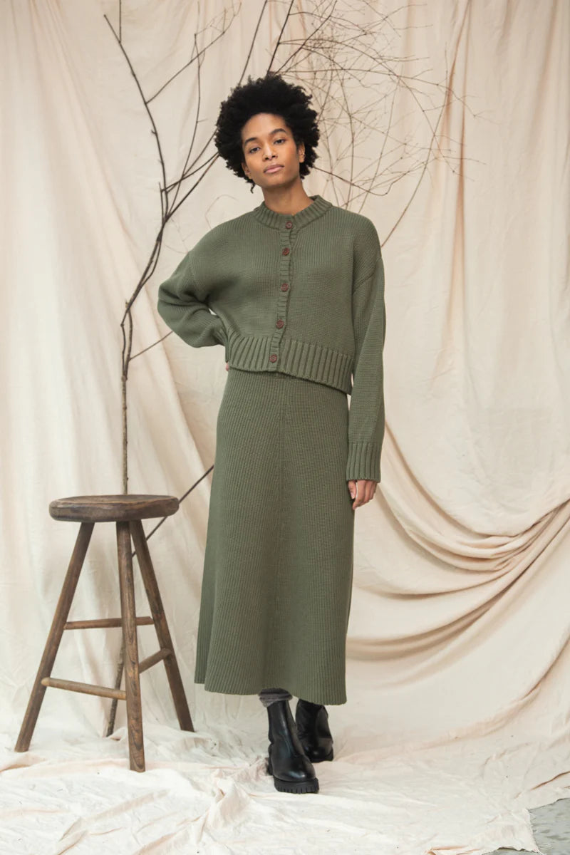 Sugi Organic Cotton Cardigan - Soft Khaki