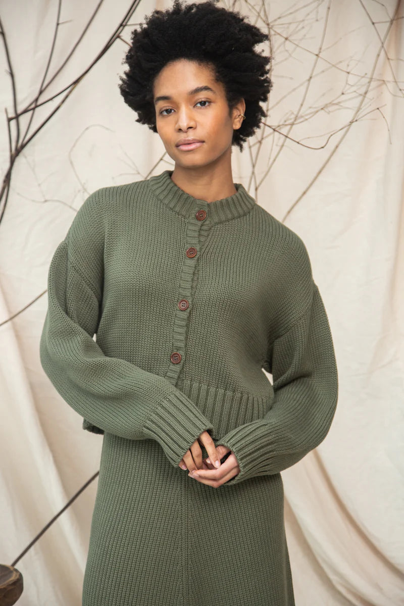 Sugi Organic Cotton Cardigan - Soft Khaki
