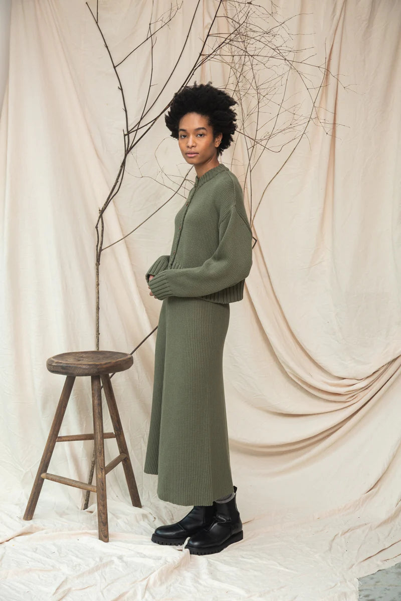 Sugi Organic Cotton Cardigan - Soft Khaki