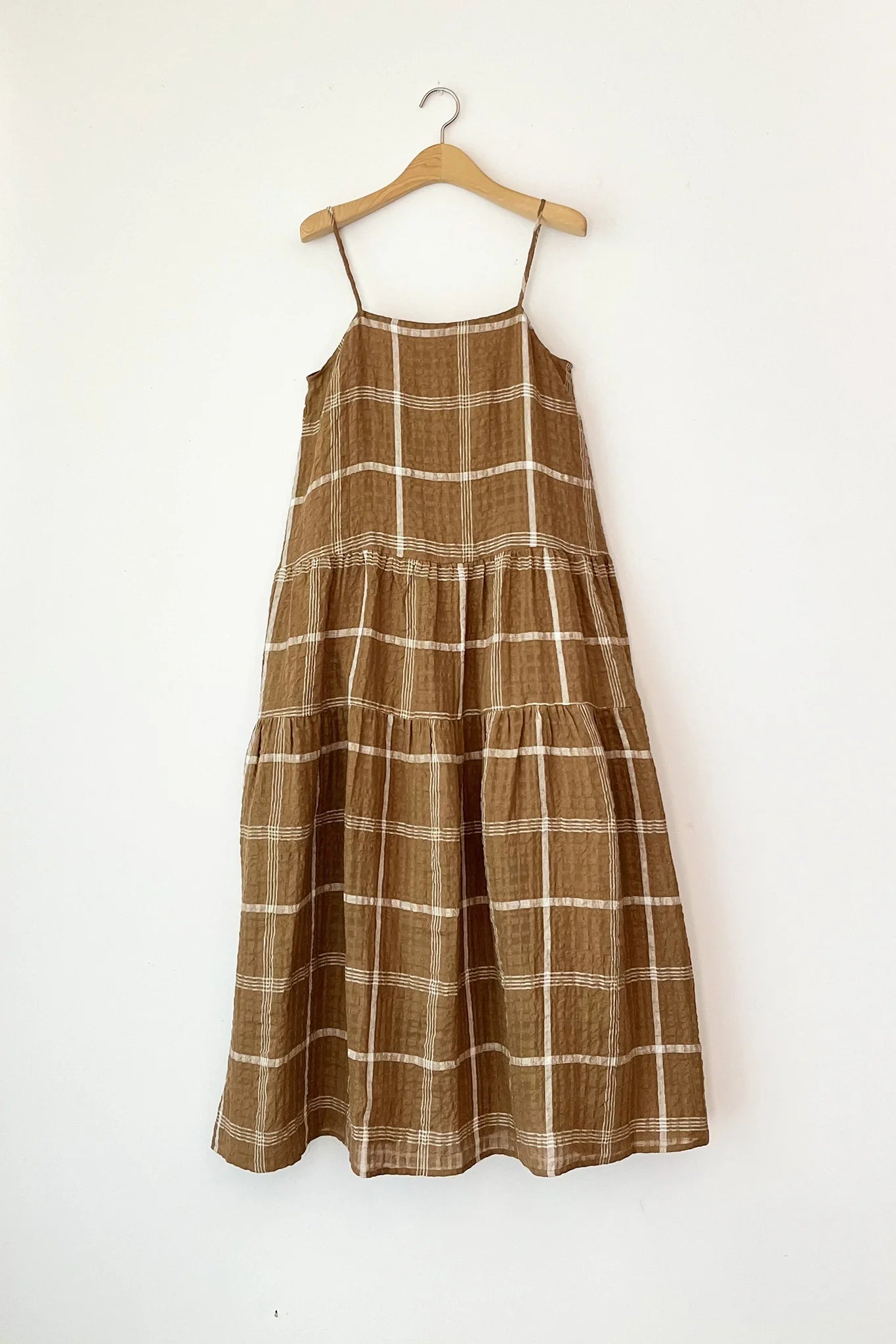 Plaid Spaghetti Tiered Dress