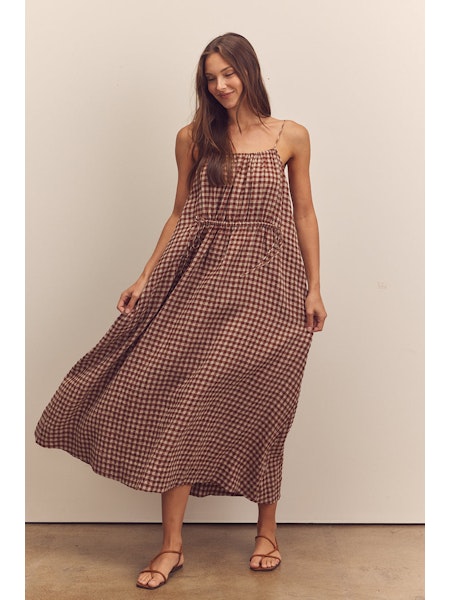 Front Shirring Ankle Cami Dress