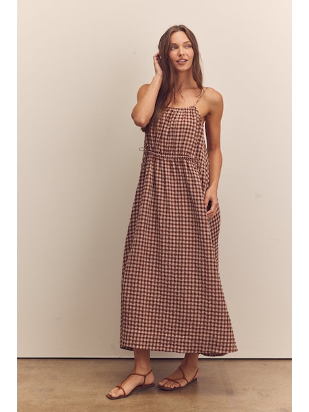 Front Shirring Ankle Cami Dress