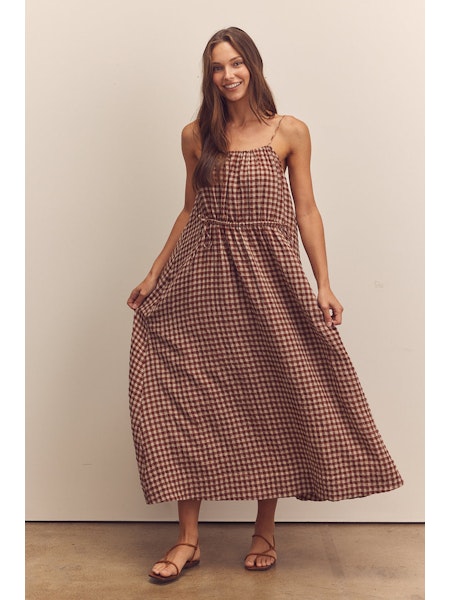 Front Shirring Ankle Cami Dress