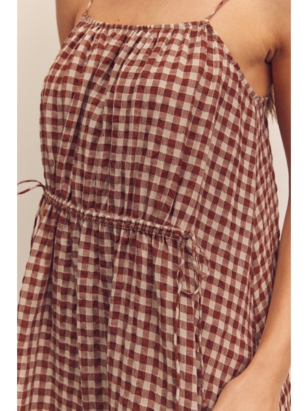 Front Shirring Ankle Cami Dress