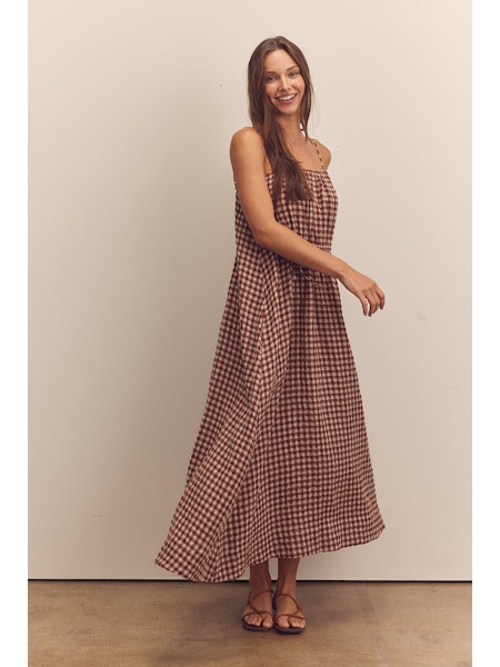 Front Shirring Ankle Cami Dress