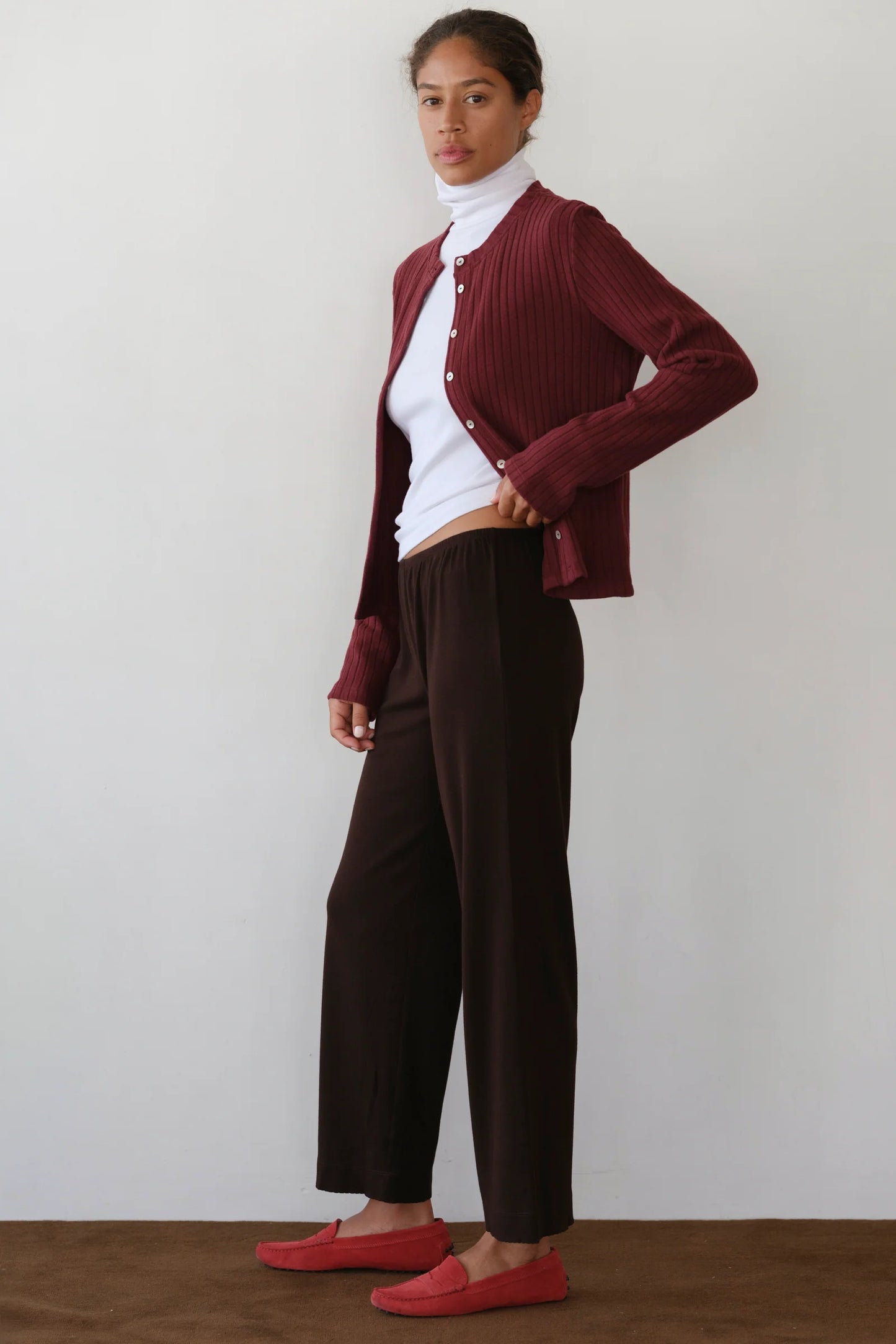 The Sweater Rib Cardi - Oxblood