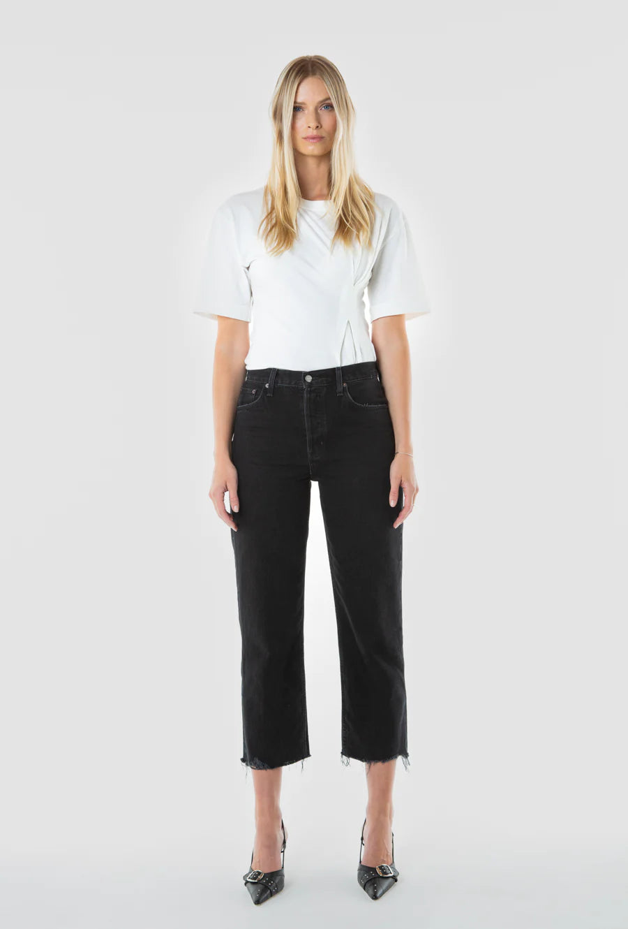 Tyler Rock Black Straight Crop Jeans