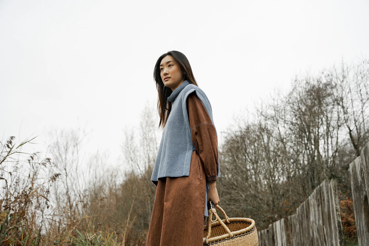 Kanon Recycled Wool Knitted Vest - Sky Blue Marl
