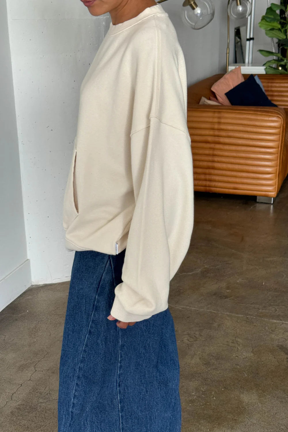 French Terry Poche Top - Naturel