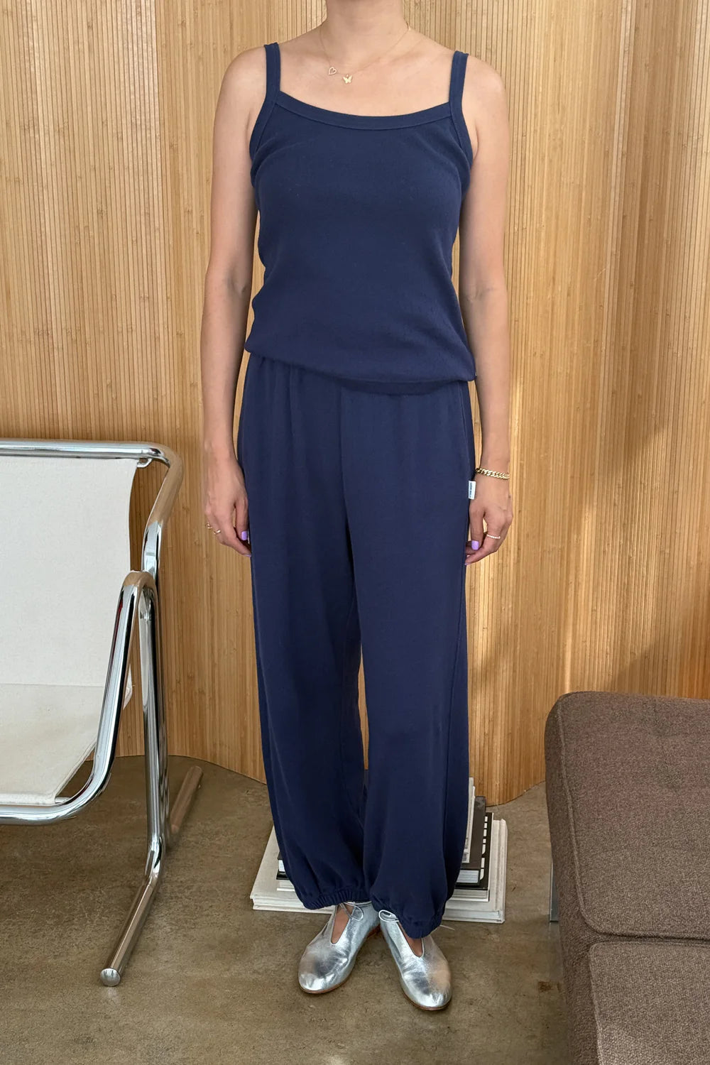 Pointelle Balloon Pants - Navy