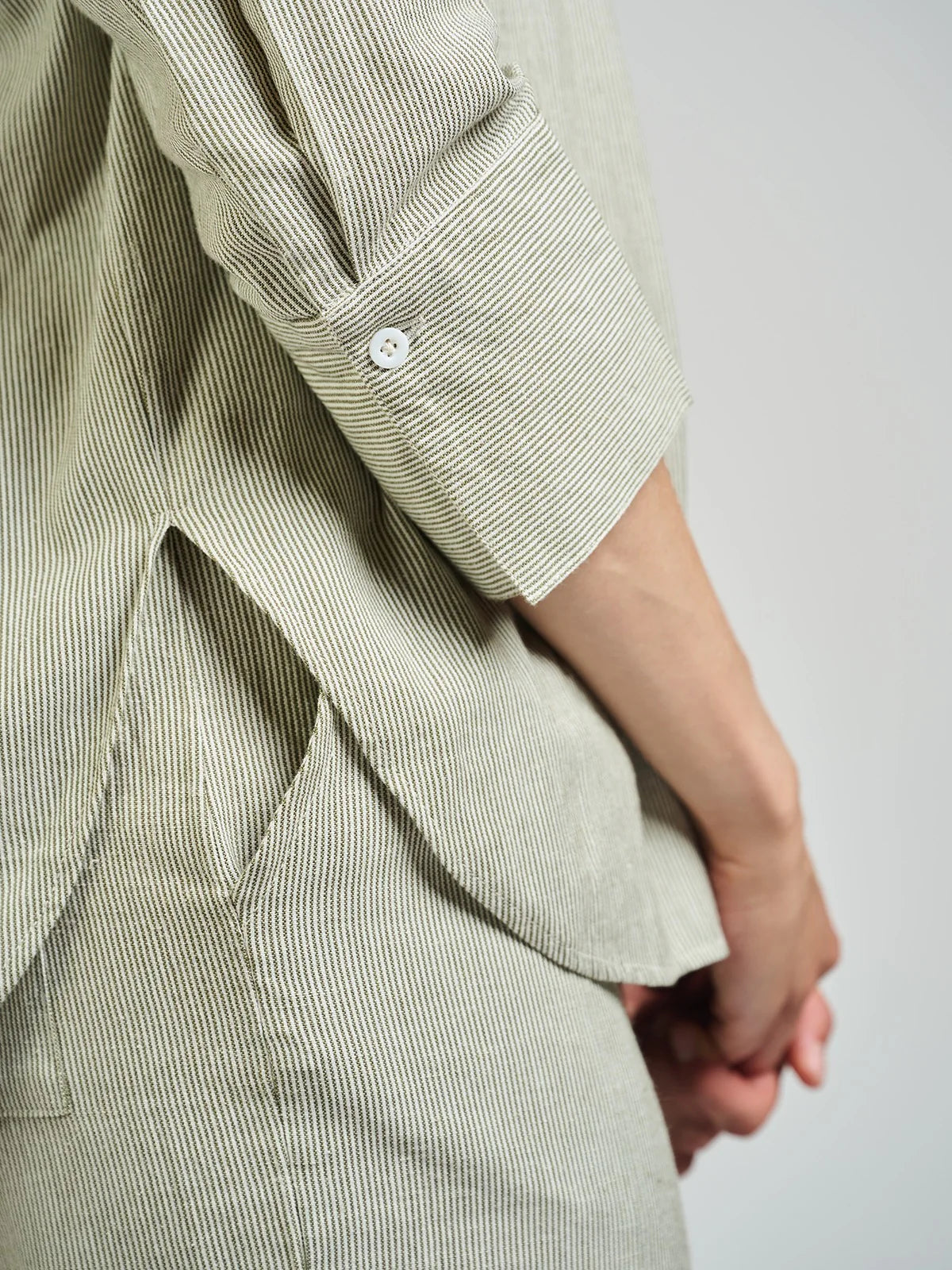 Mae Oversized Shirt - Olive Stripe