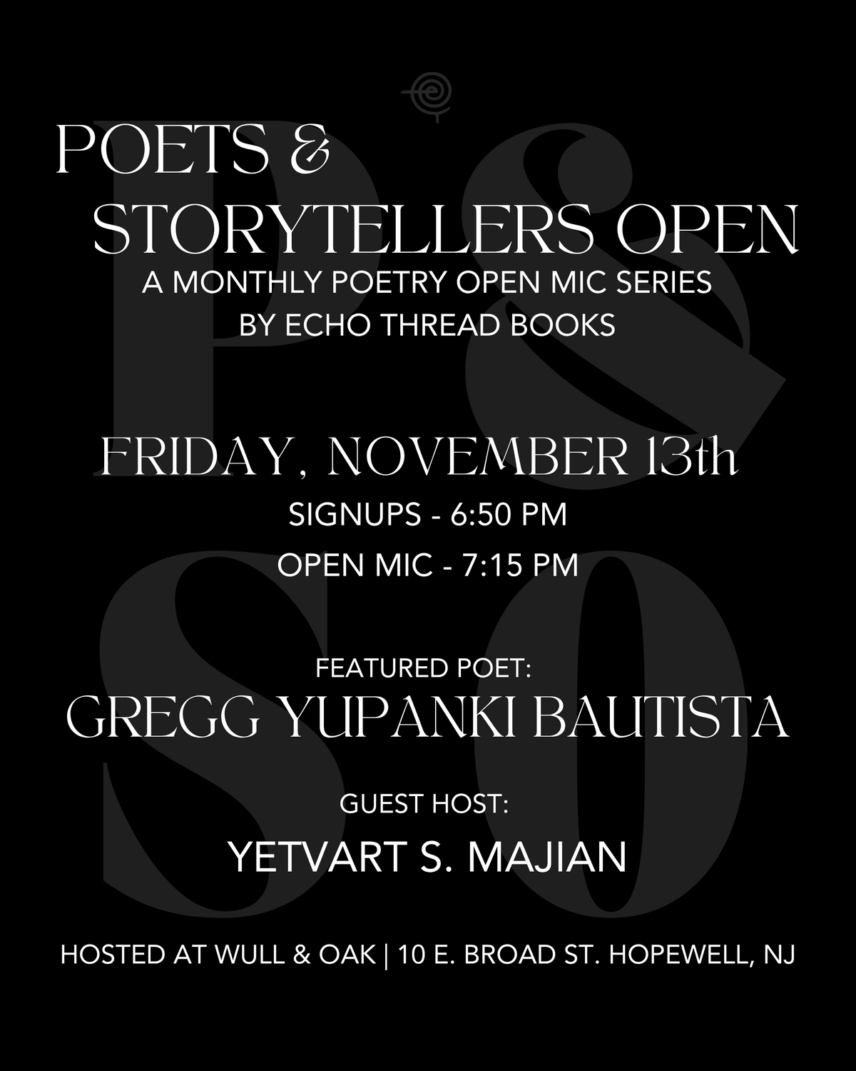 NOV. 13 | Poets & Storytellers Open