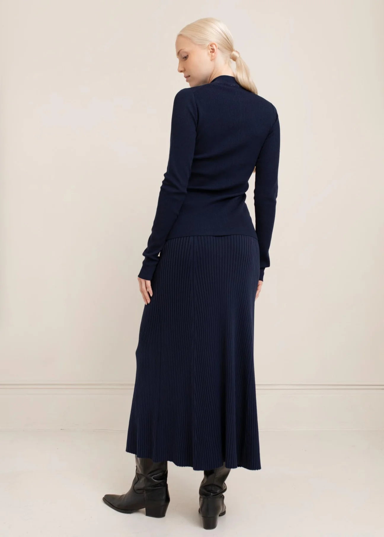 Afiya Rib Skirt - French Navy