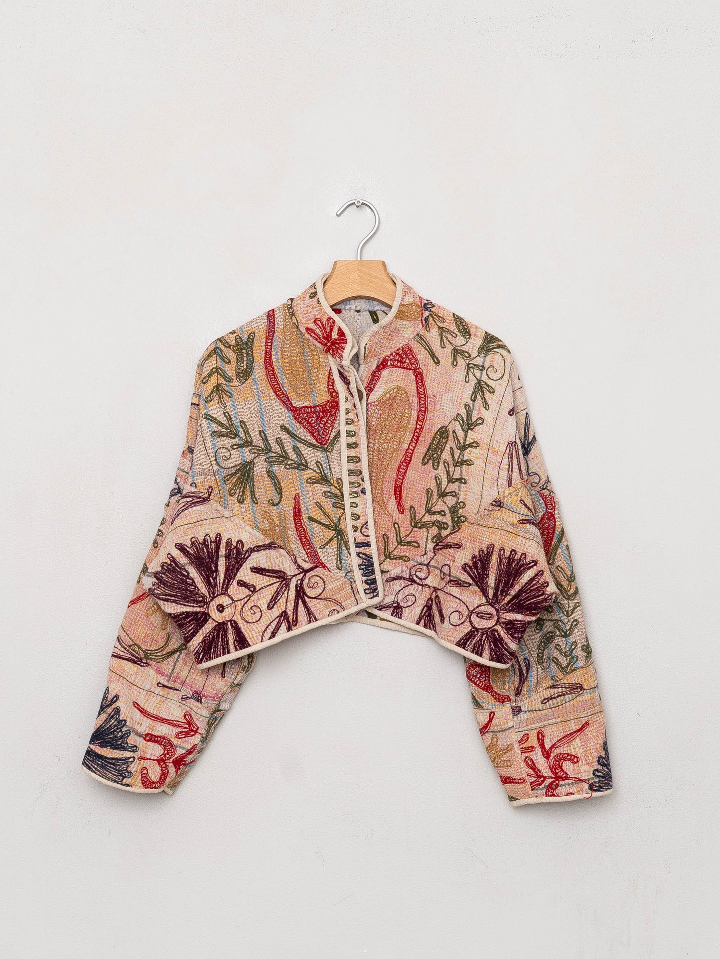 The Kaira Cropped Suzani Quilted Kantha Jacket