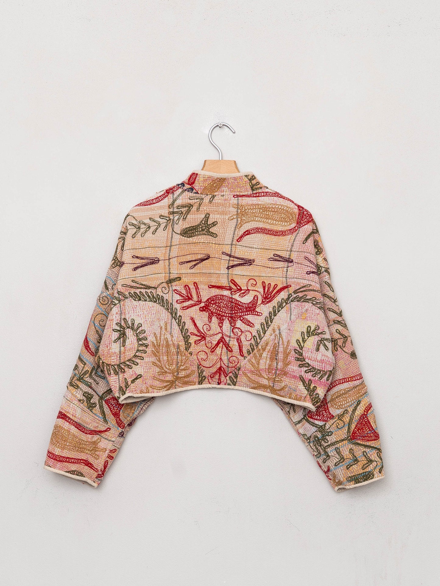 The Kaira Cropped Suzani Quilted Kantha Jacket