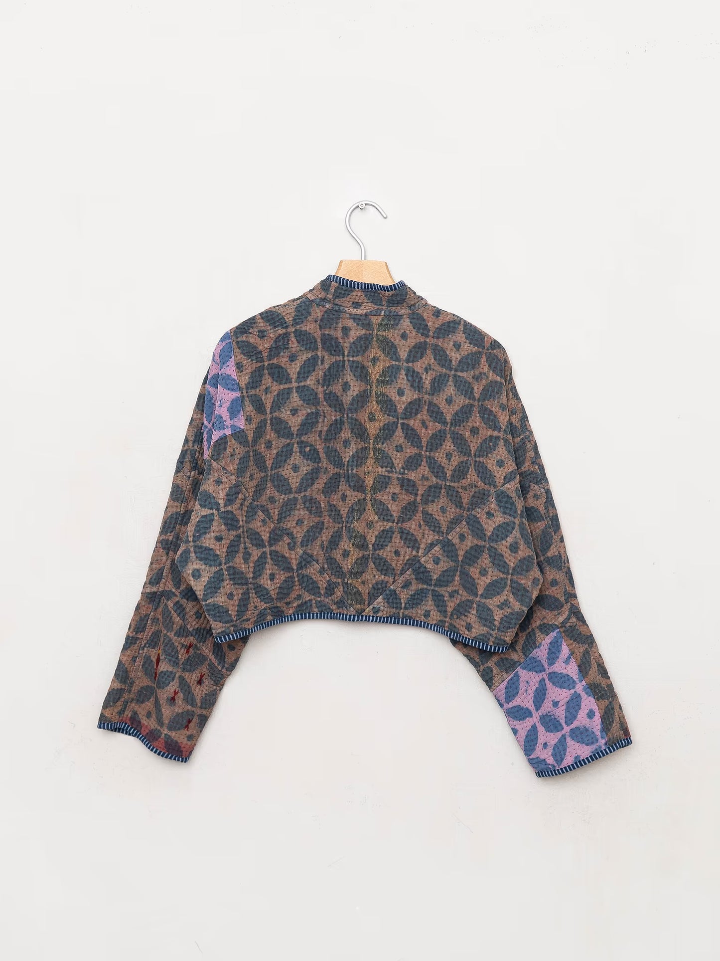 The Kaira Cropped Quilted Indigo Kantha Jacket