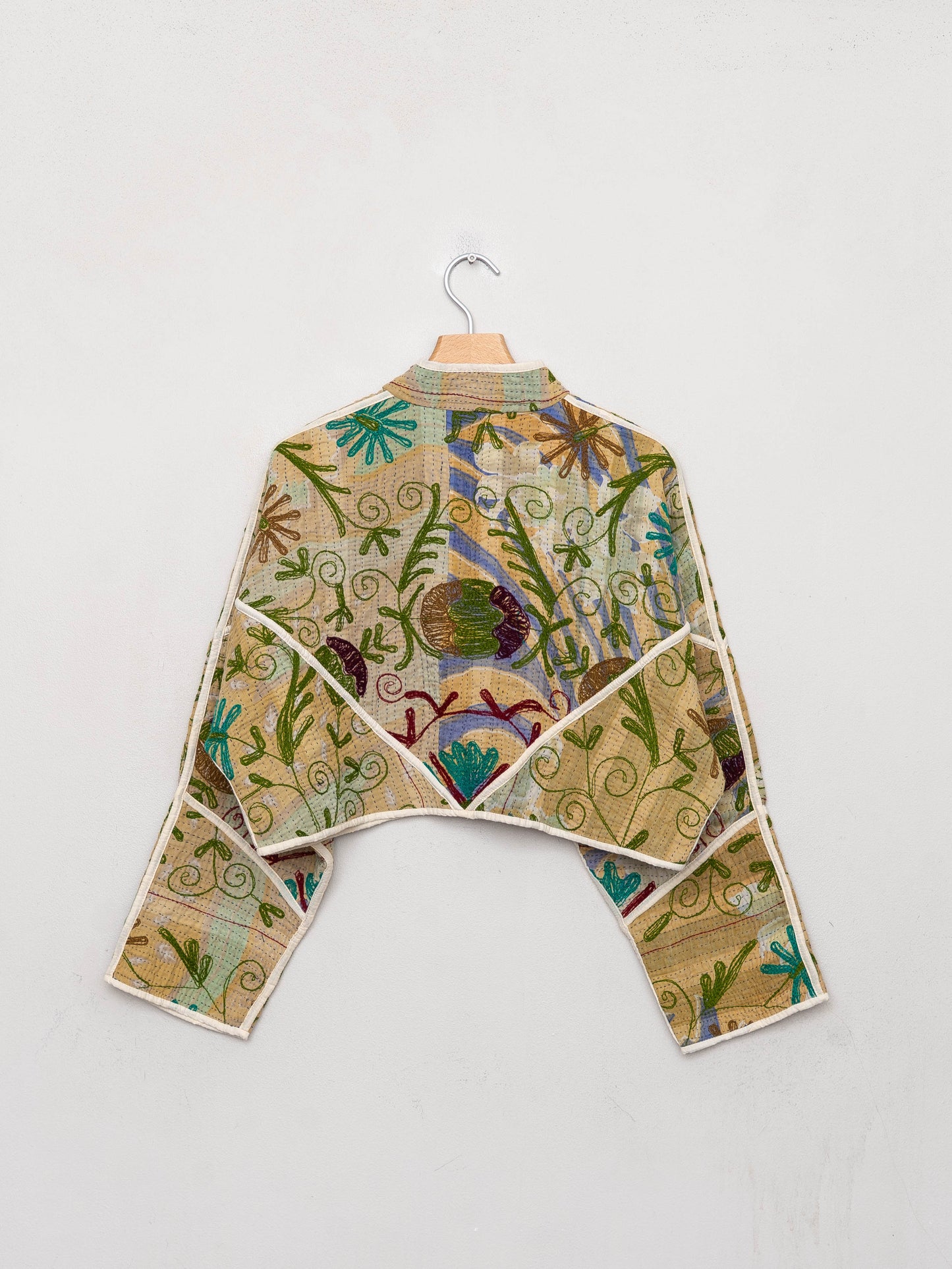 The Kaira Cropped Suzani Quilted Kantha Jacket