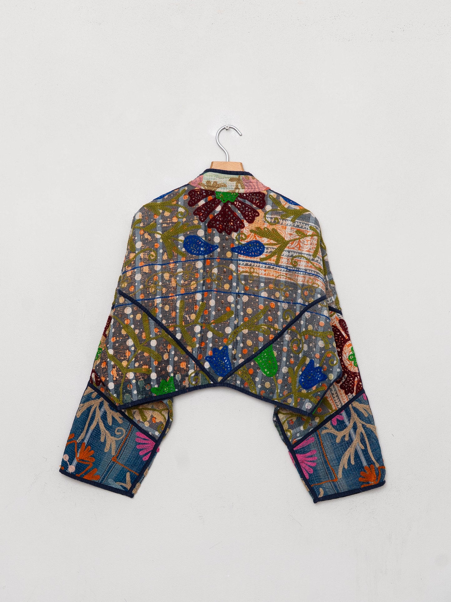 The Kaira Cropped Suzani Quilted Kantha Jacket