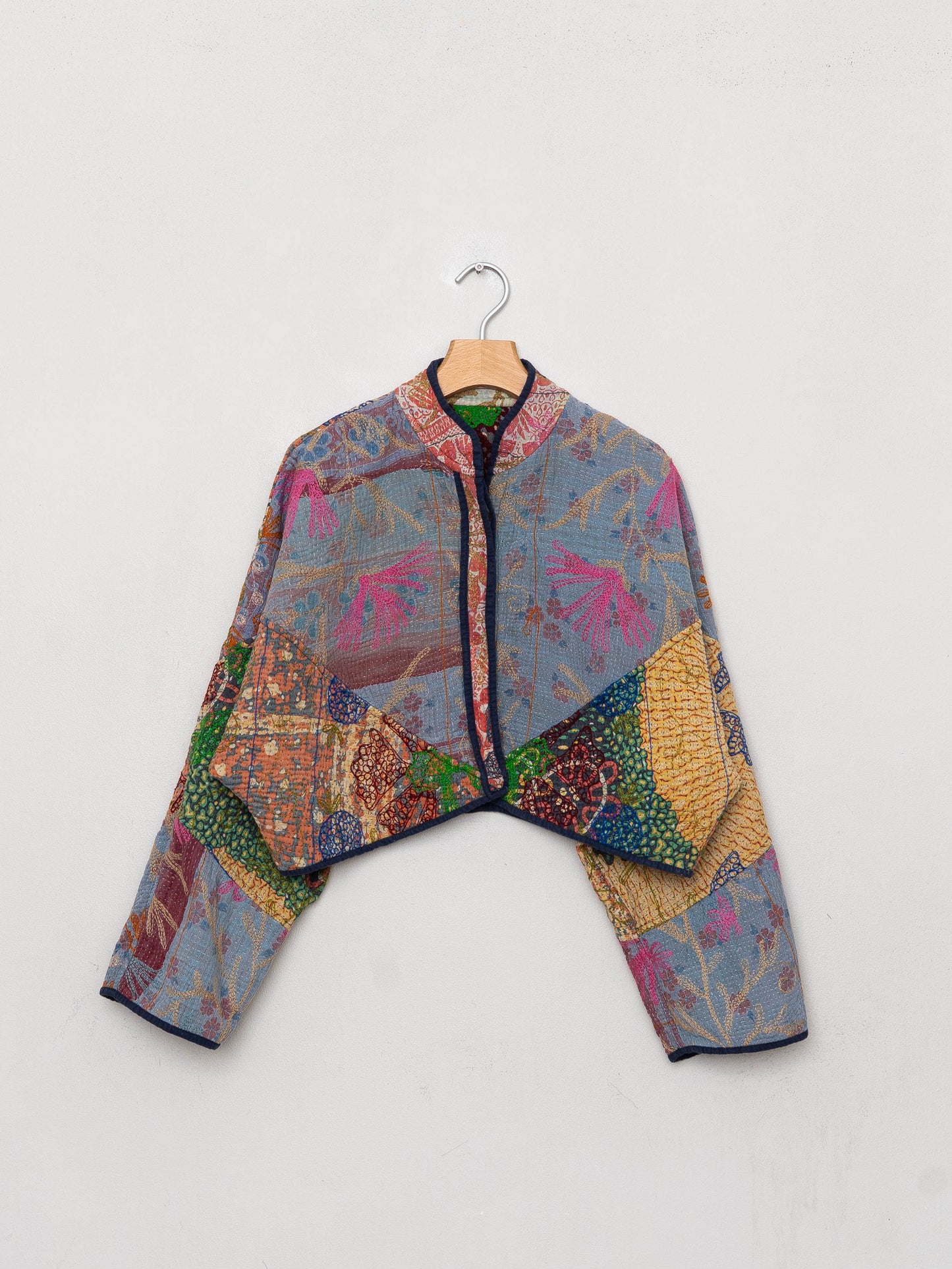 The Kaira Cropped Suzani Quilted Kantha Jacket