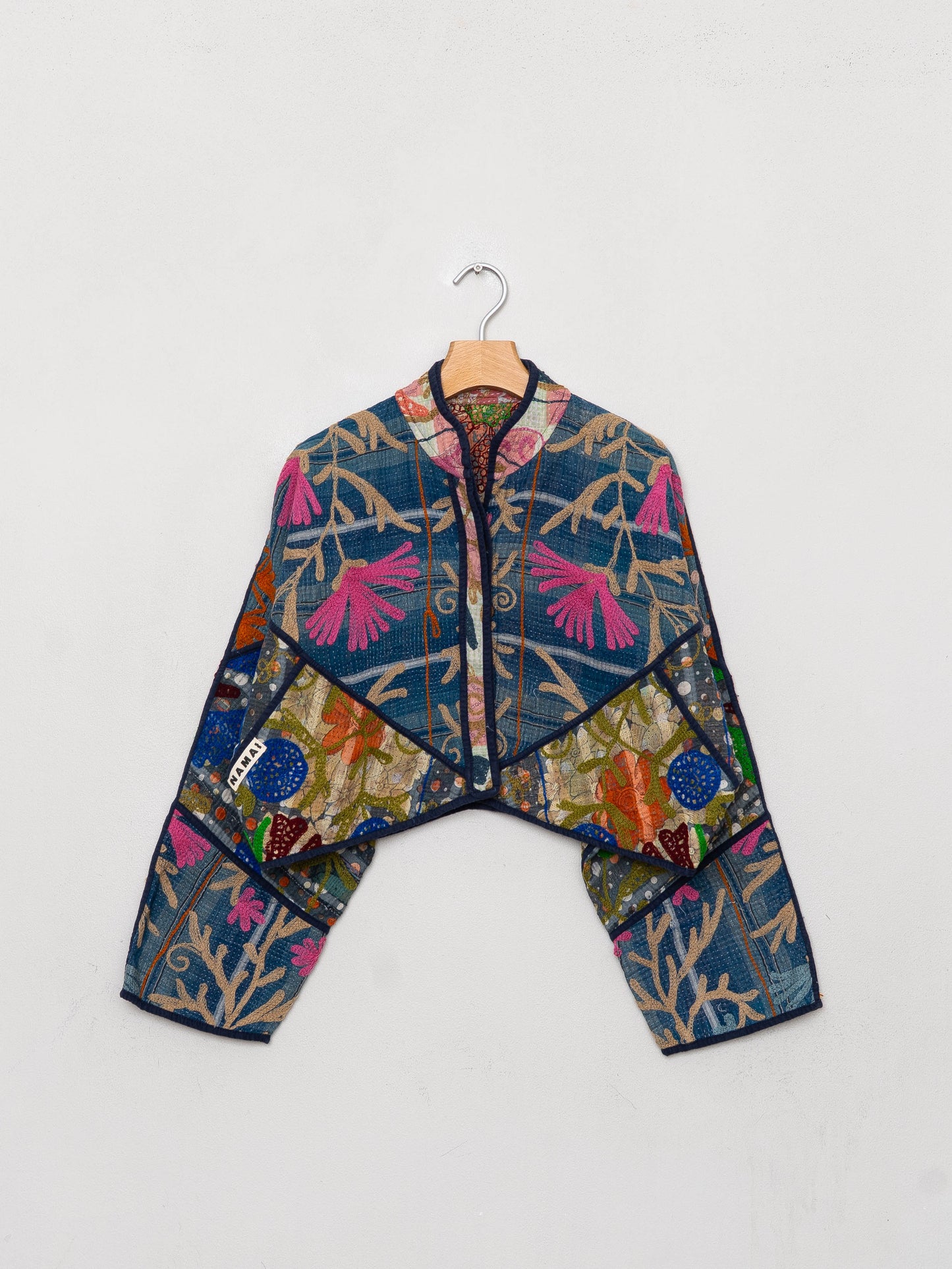 The Kaira Cropped Suzani Quilted Kantha Jacket